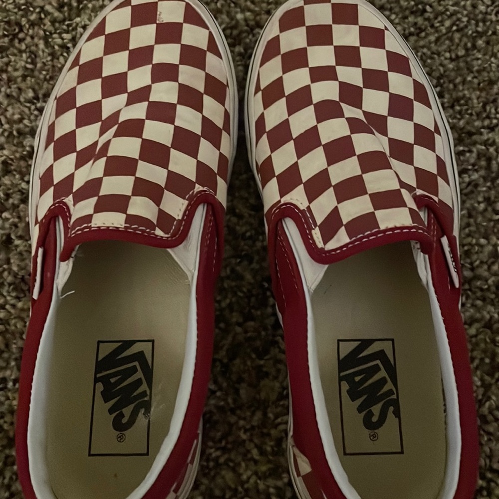 Maroon slip on Vans - womens size 7, mens size 5.5
